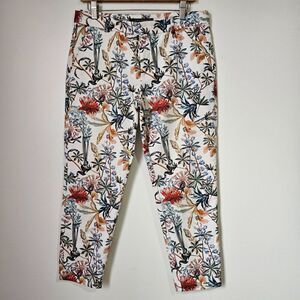 EUC LIKE NEW ZARA WOMAN FLORAL MID RISE FLORAL SLIM PANTS SIZE LARGE